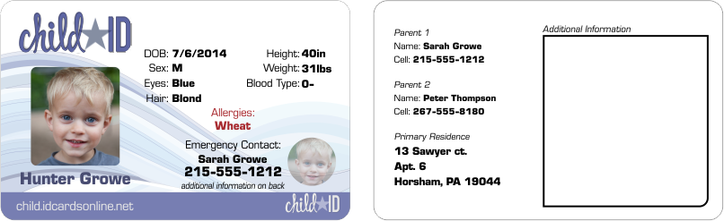 Simple Child ID card template