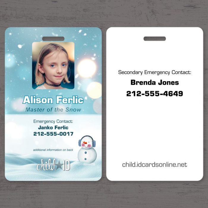 Child ID Snow front and back